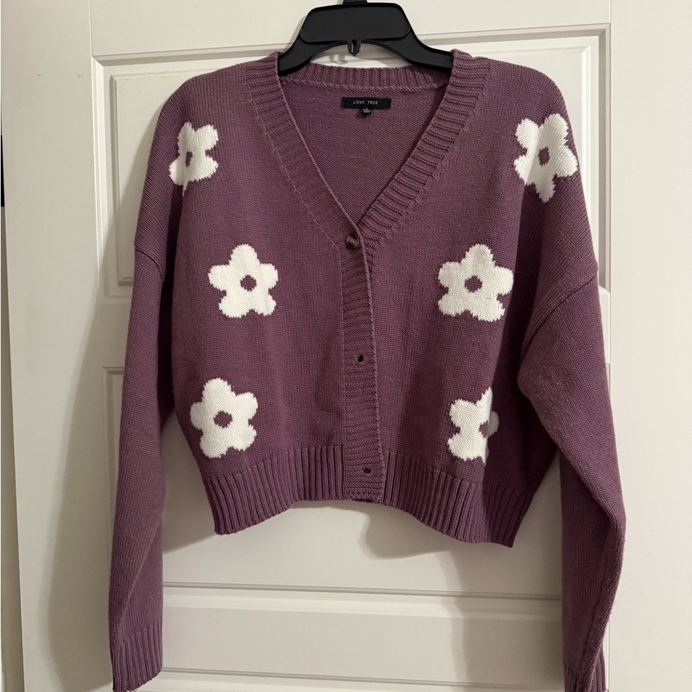 Love Tree Purple Floral Women's Sweater